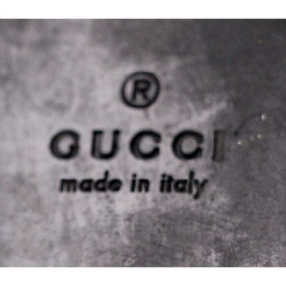 Gucci ITALY BLACK REAL LEATHER LOGO FLAT ROUND TOE BALLET SLIP ON SHOES Size 35G - Picture 10 of 12